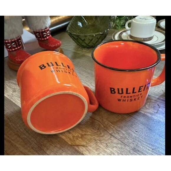 Bulleit Frontier Whiskey Orange Enamel Camp Mug Set - Picture 2 of 4